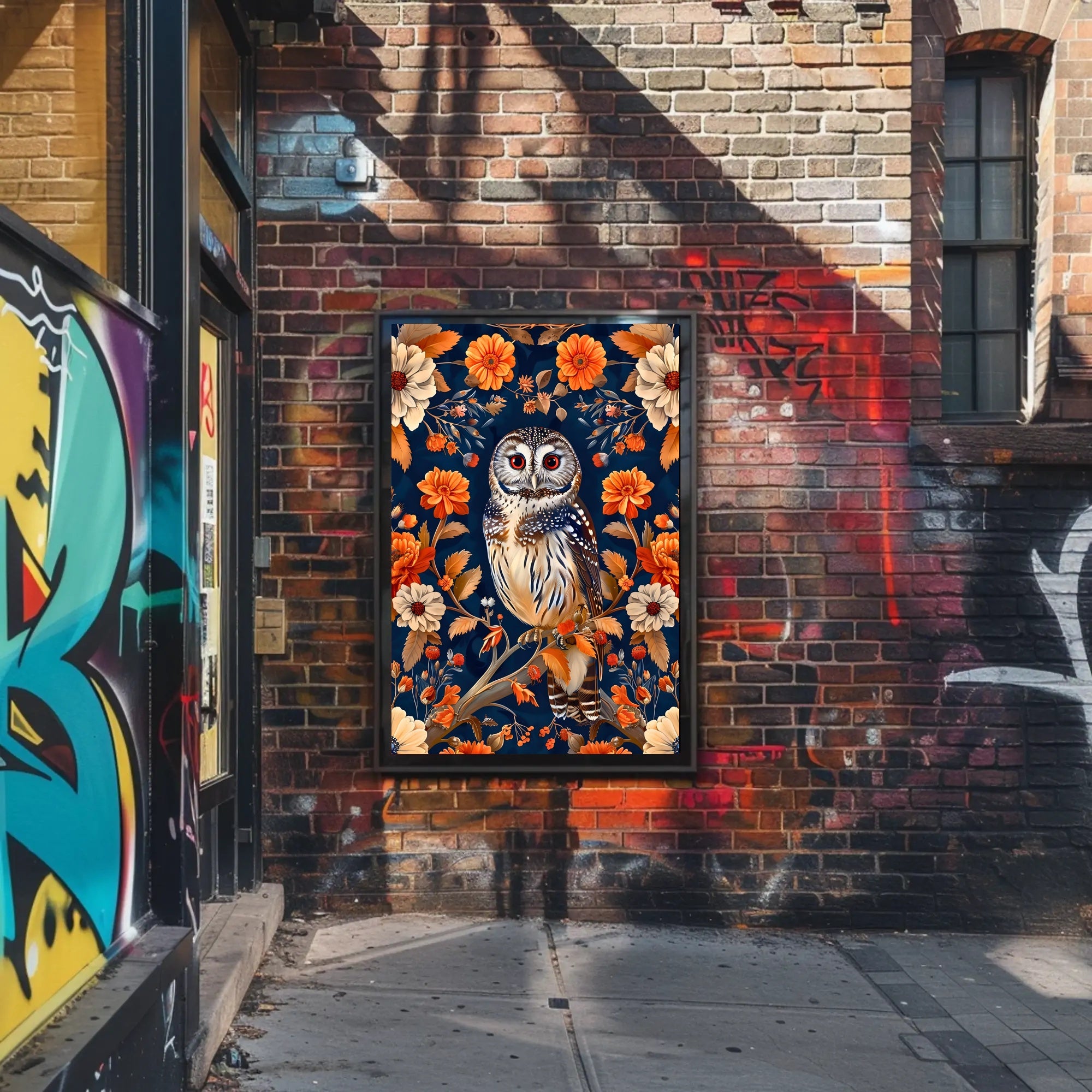 Autumn Owl in Bloom Wall Art Print