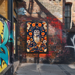 Autumn Owl in Bloom Wall Art Print