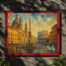Enchanting Italy Watercolor Impressionism Travel Italian Landscapes Mediterranean Vibe Poster