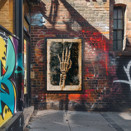 Elegant Skeletal Hand with Quill Artistic Poster