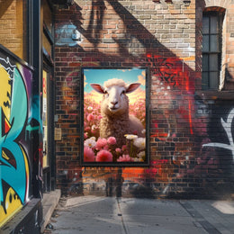 Serene Sheep In Blooming Meadow Poster PosterGoat