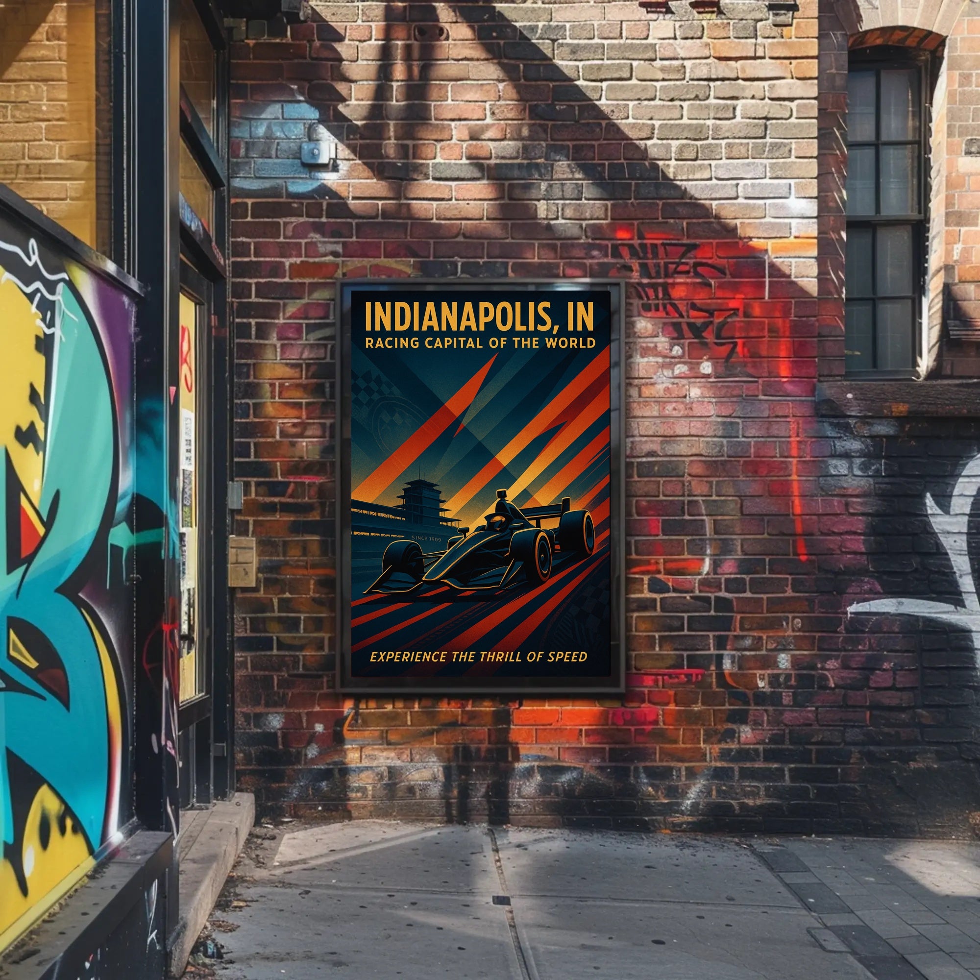 Racing Thrill Indianapolis Sports Poster