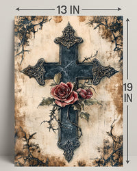 Roses And Cross Poster