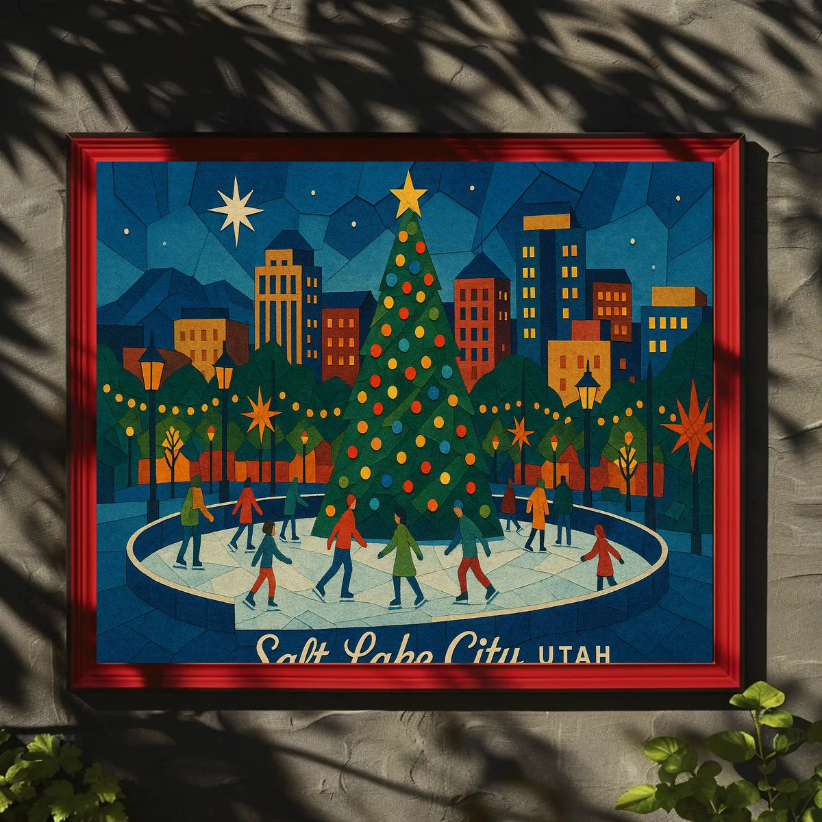 Holiday Skating Salt Lake City Festive Impressionism Poster