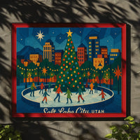 Holiday Skating Salt Lake City Festive Impressionism Poster