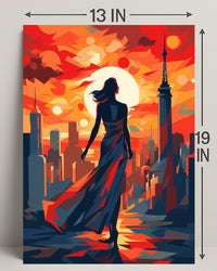 Sunset Silhouette In The City Poster