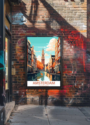 Amsterdam Canals Vintage Travel Poster