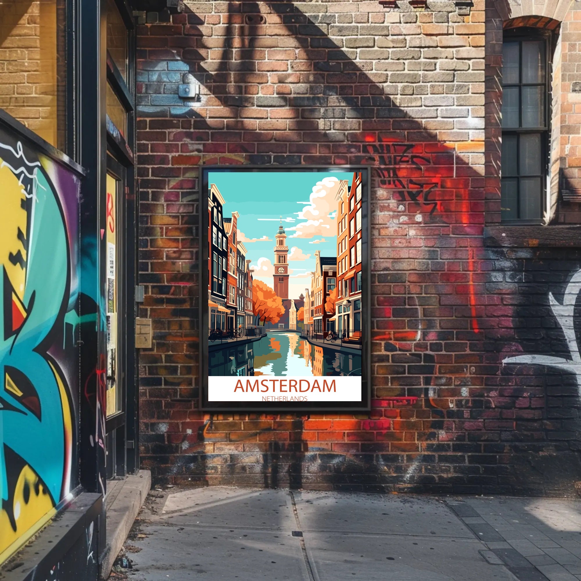 Amsterdam Canals Vintage Travel Poster