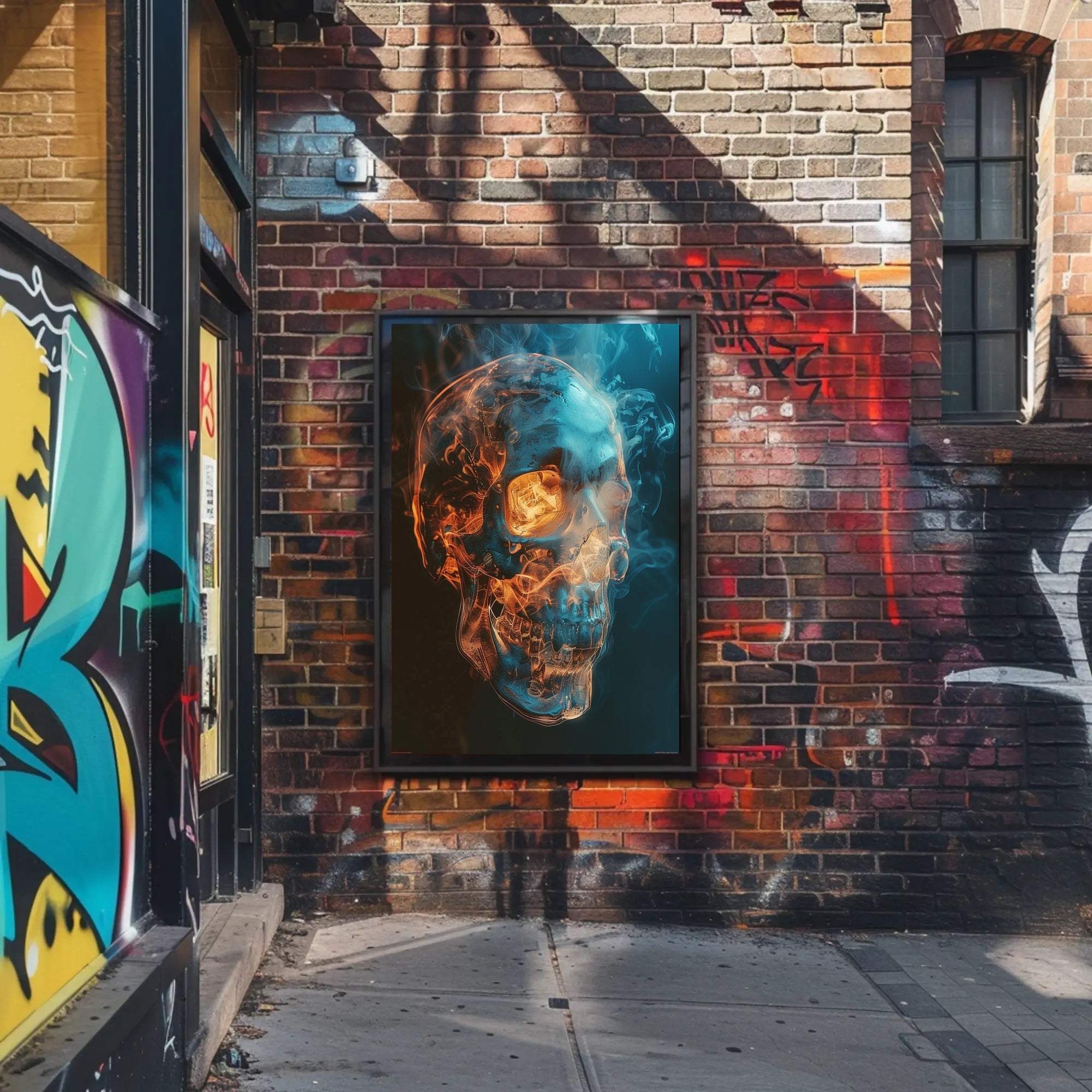 Fiery Skull Art Poster PosterGoat