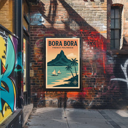 Bora Bora Vintage Travel Art, Tropical Paradise Travel Poster PosterGoat