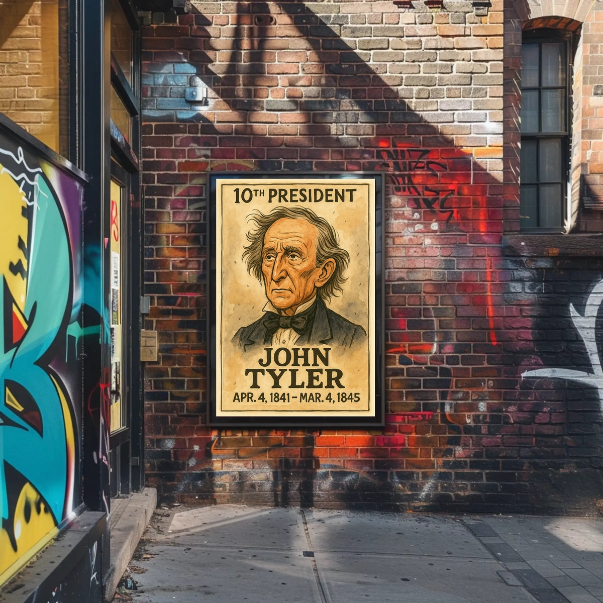 John Tyler 10th President of the United States Exaggerated Cartoon Sketch Poster