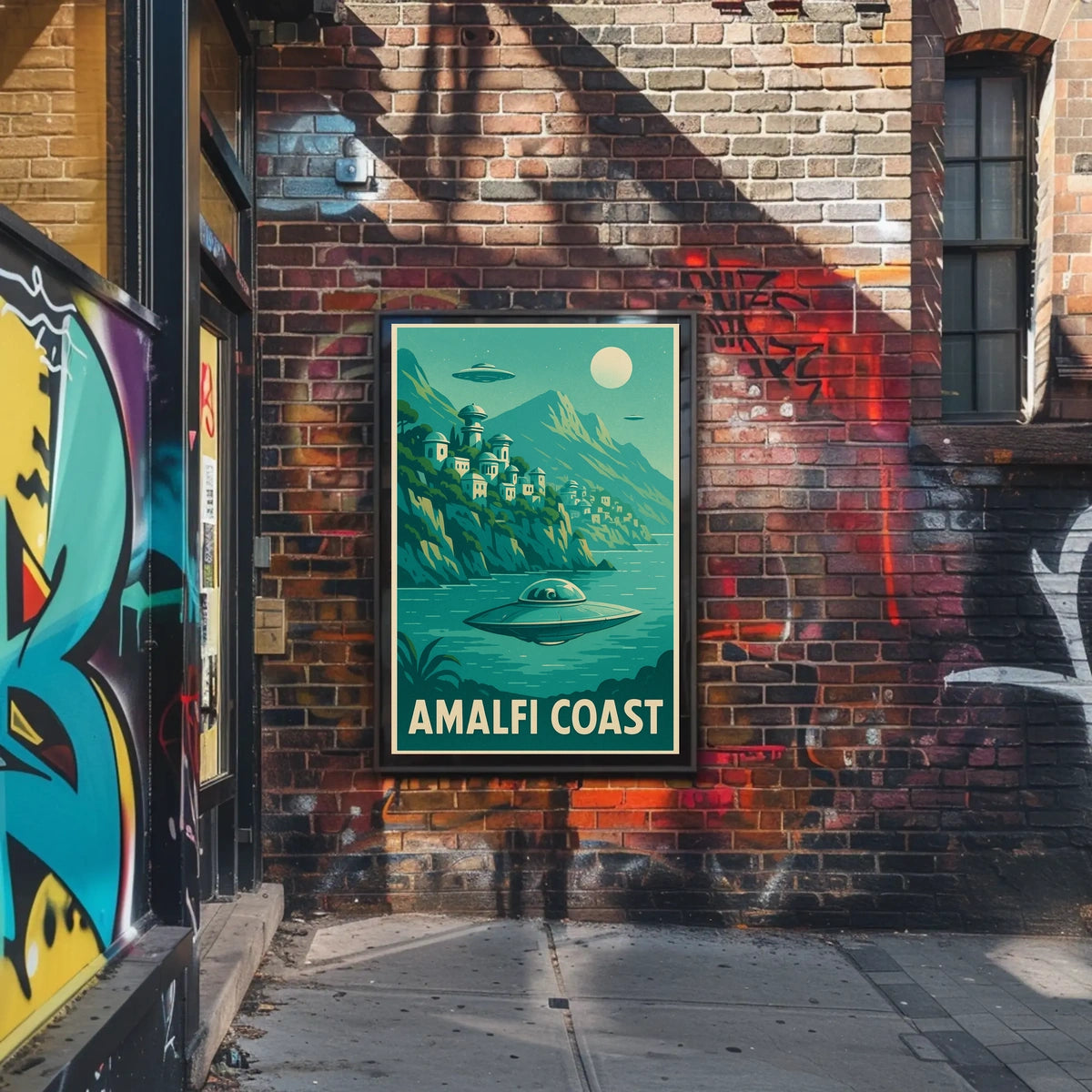 Amalfi Coast Futuristic Fantasy Poster