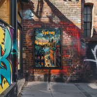 Sydney Skyline Sunset: Vibrant Urban or Cityscape Poster