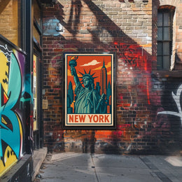 New York Skyline And Statue Of Liberty Poster