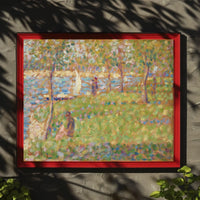 Serene Park Riverscape in Pointillist Style Artistic Poster