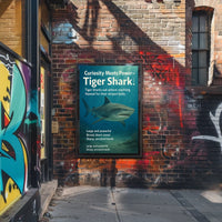 Curiosity Meets Power Tiger Shark Poster