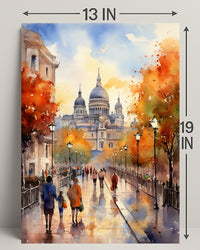 Autumn Stroll By The Cathedral Poster