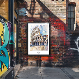 Colosseum Watercolor Illustration, Vibrant Travel Poster PosterGoat