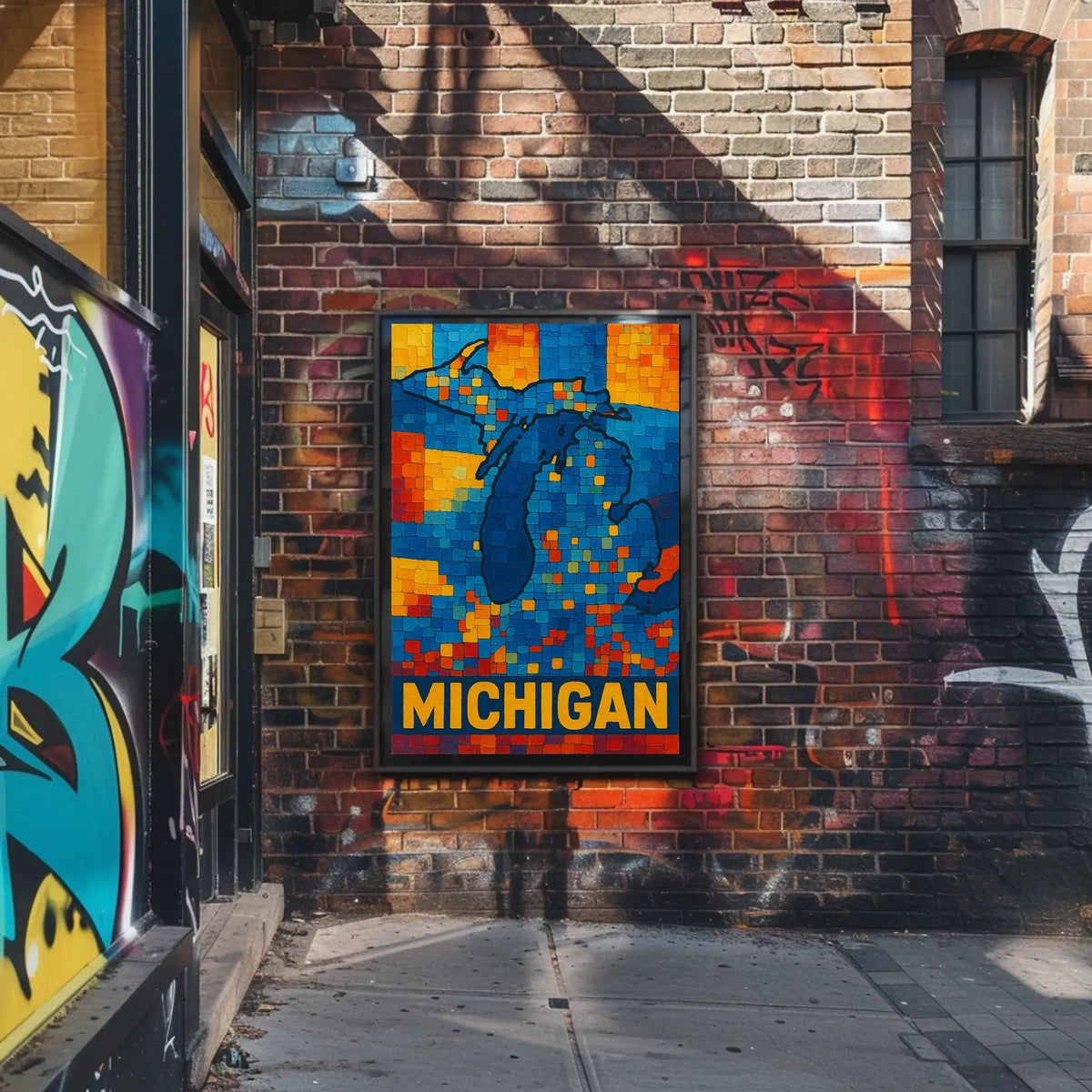 Mosaic Map of Michigan Poster