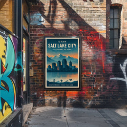 Salt Lake City Travel Poster Vintage Wall Art Print