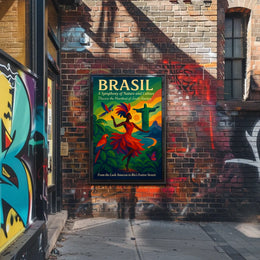 Brazil Culture and Nature Dance Parrots Christ The Redeemer Poster