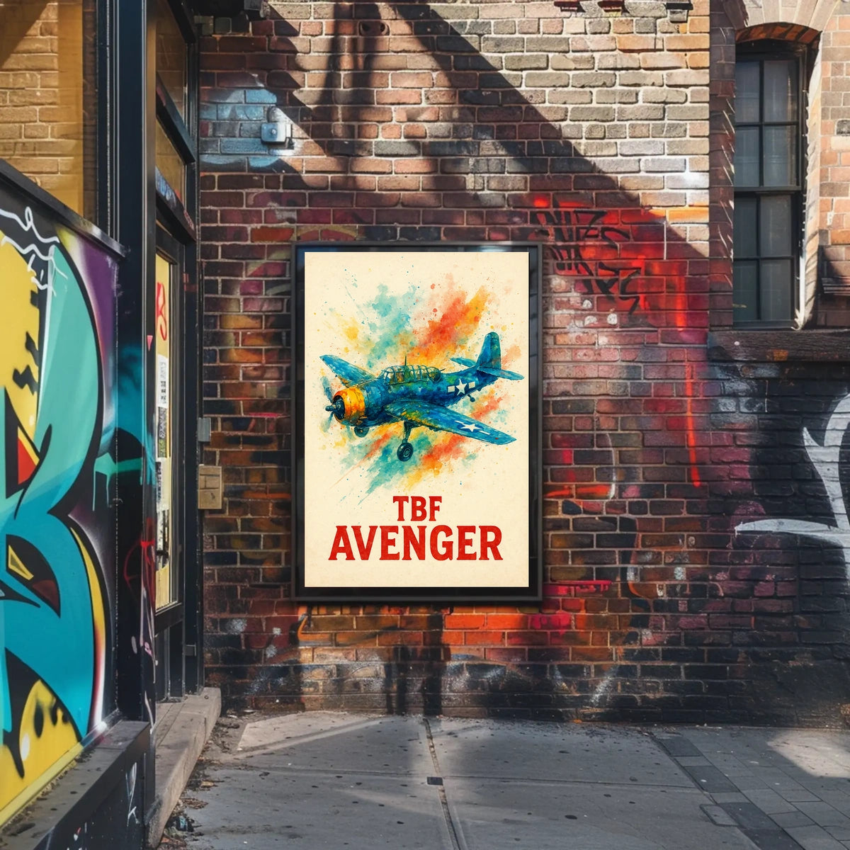 TBF Avenger WWII Aircraft Watercolor Art Poster