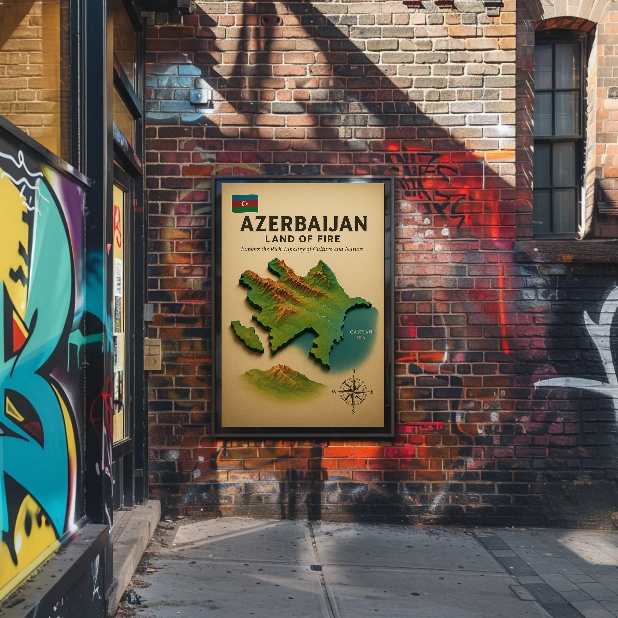 Azerbaijan Land of Fire Geographic Travel Poster
