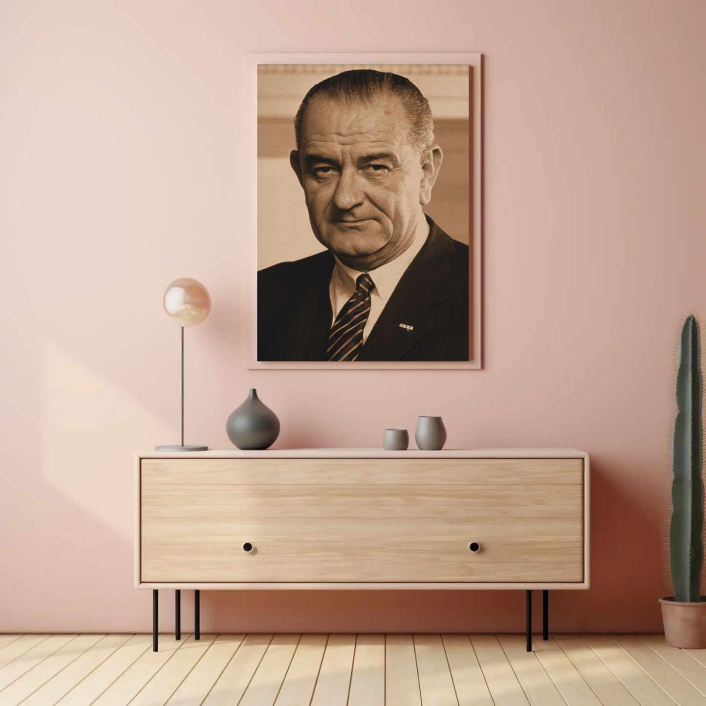 Lyndon Johnson 36th President Sepia Photo