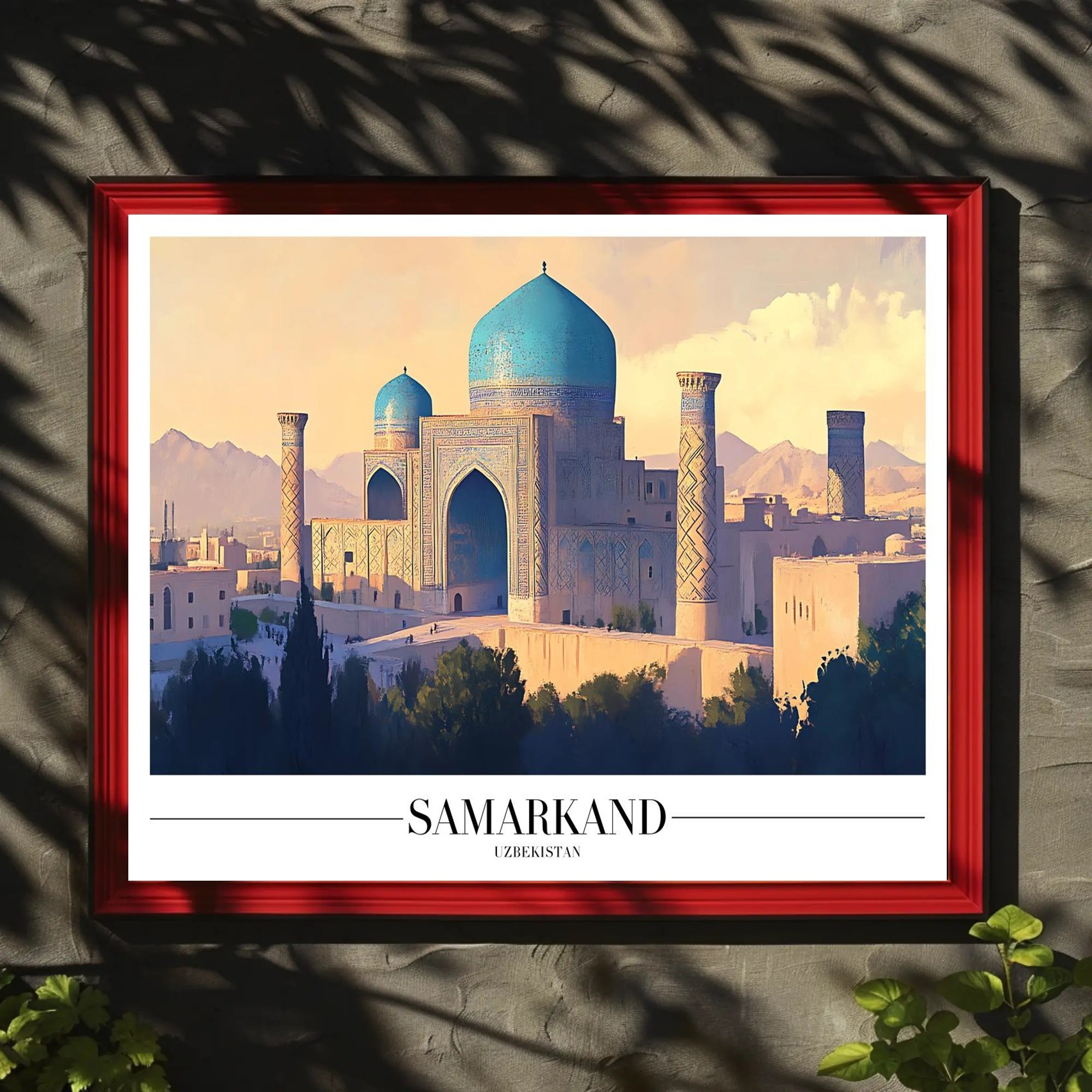 Serene Blue Domes of Samarkand Cultural Heritage Poster