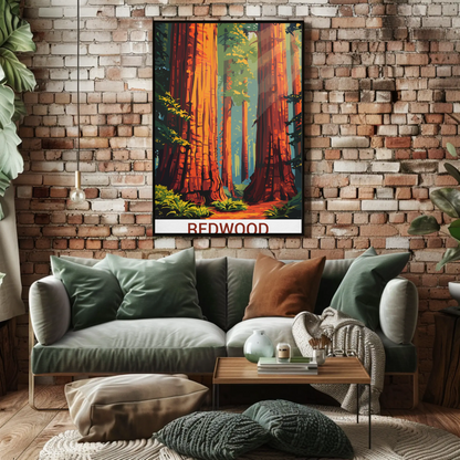 Redwood National Park California Forest Travel Poster