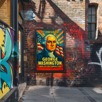 George Washington 1st President of the United States Colorful Comic Book Style Poster