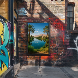 Serene Riverside Oasis Poster