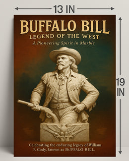 Buffalo Bill Marble Statue Poster Vintage Wall Art