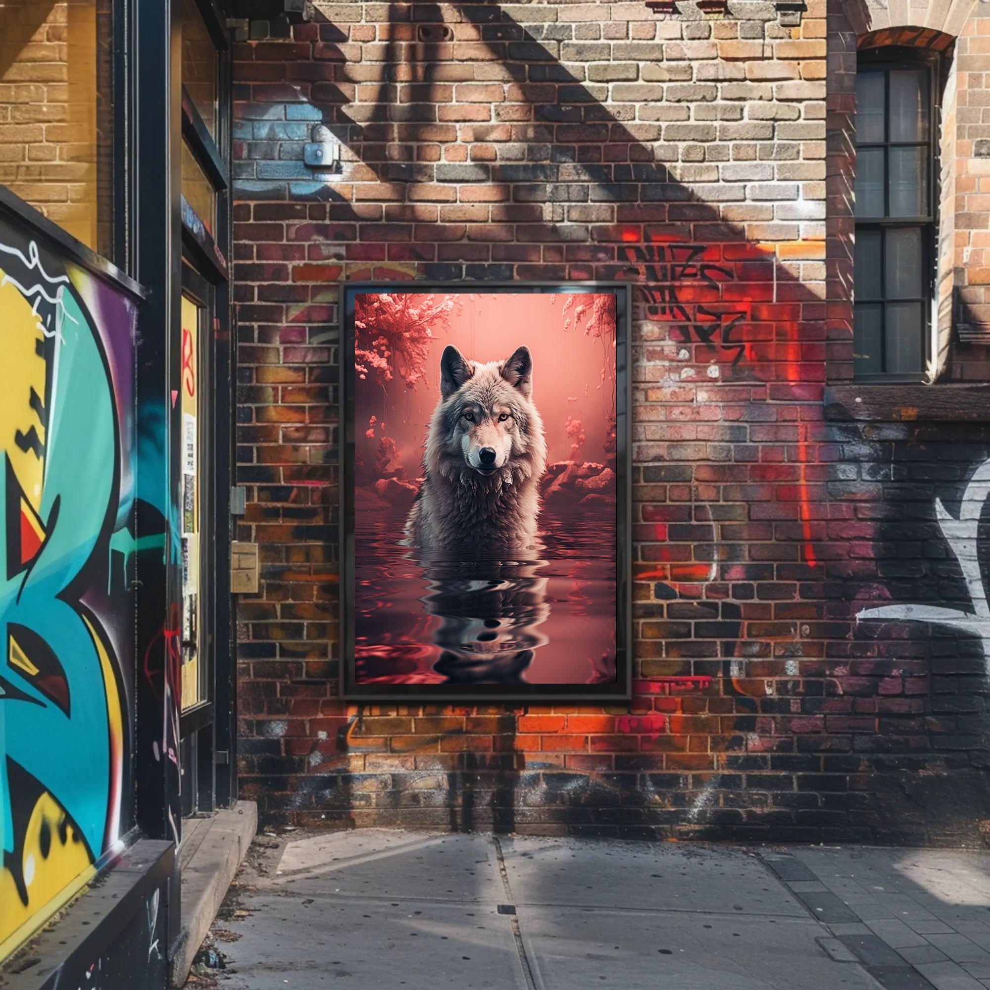 Majestic Wolf In Enchanted Waters Poster PosterGoat