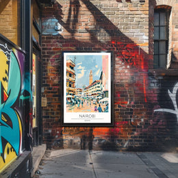 Nairobi Cityscape Illustration Poster PosterGoat