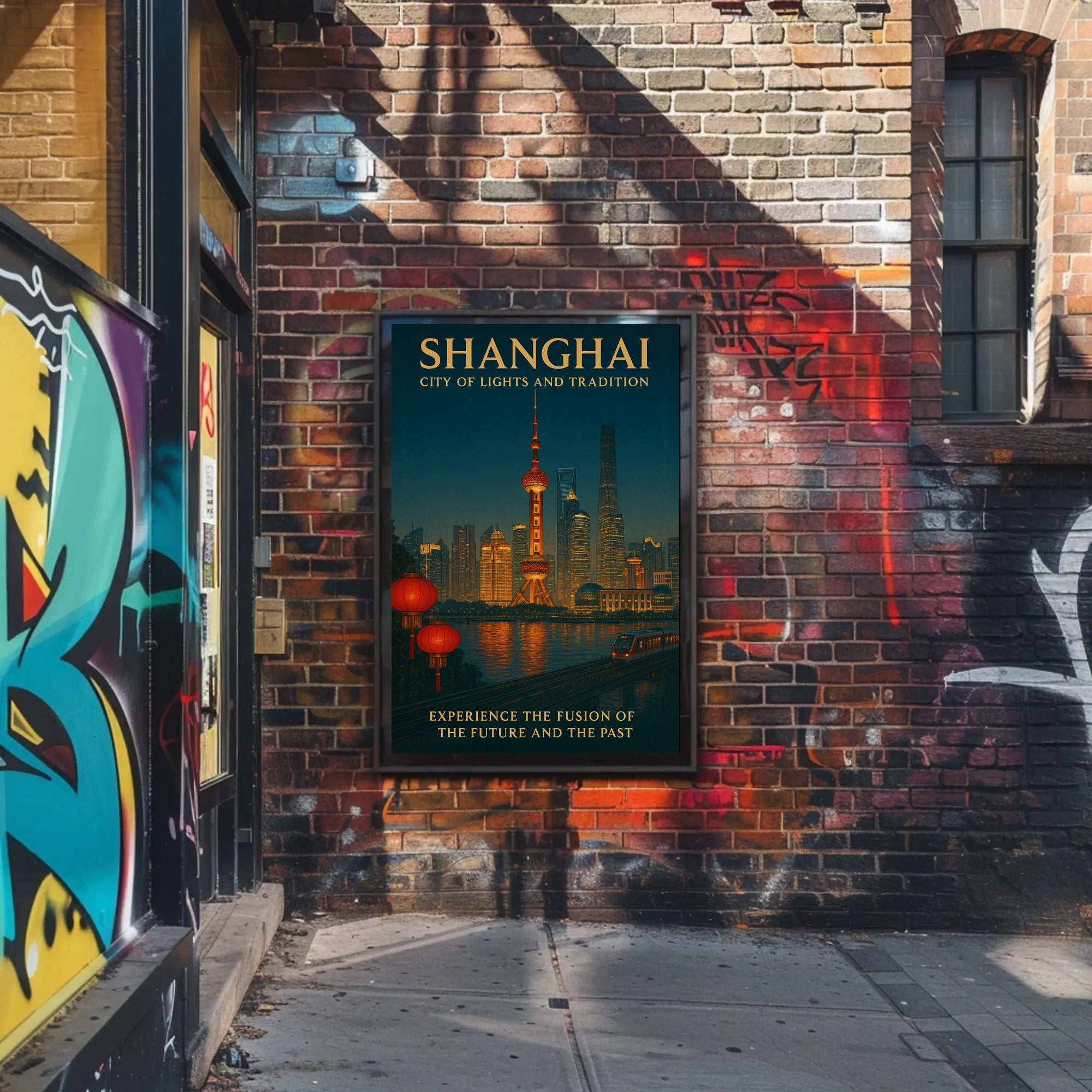 Shanghai City of Lights and Tradition Poster