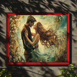 Romantic Embrace: Impressionistic Floral Fantasy Poster