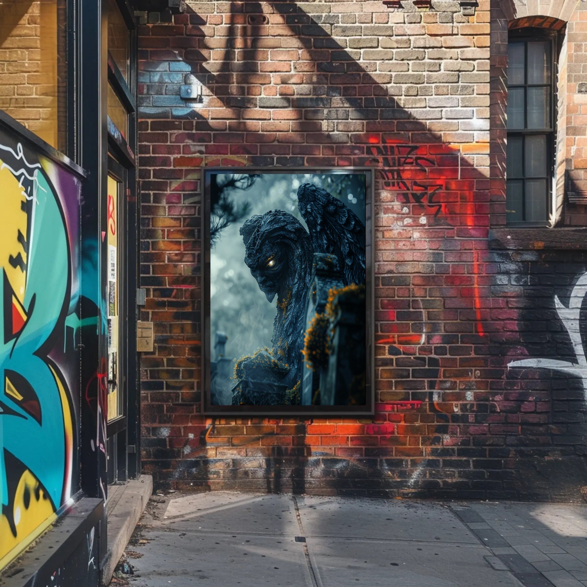 Gargoyle With Glowing Eyes Fantasy or Mythology Poster PosterGoat