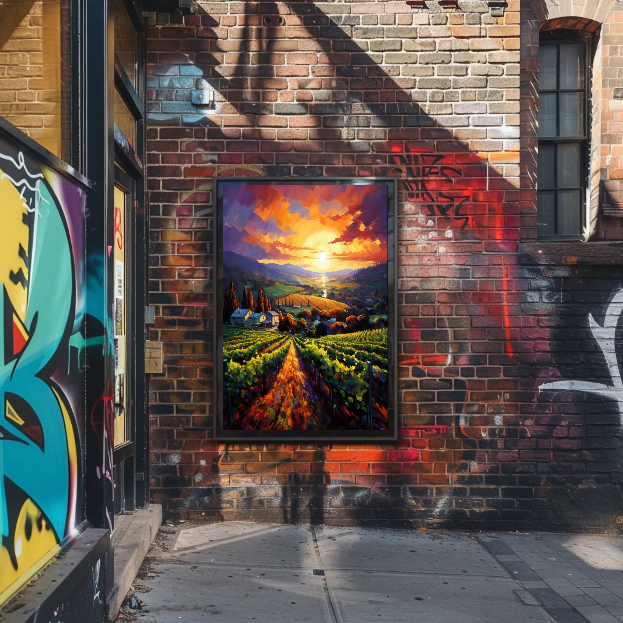 Sunset Over The Vineyard Poster