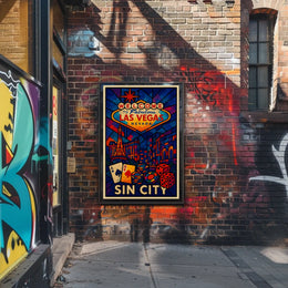 Welcome to Sin City Poster Neon Night Cityscape Urban Decor
