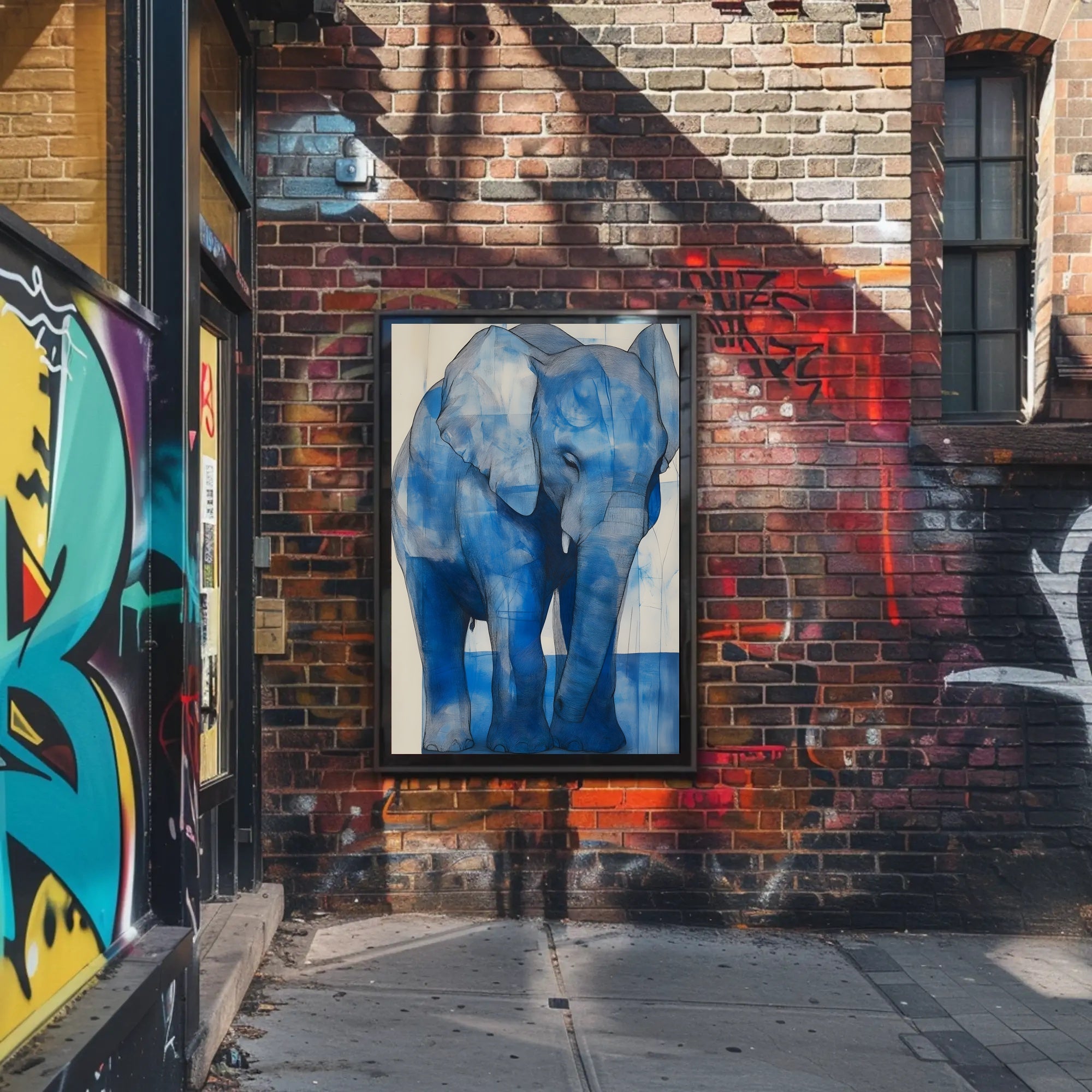 Blue Elephant Modern Poster Wall Art Print