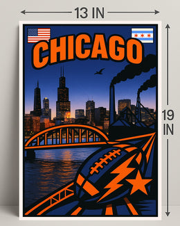Chicago Skyline and Symbols Poster PosterGoat