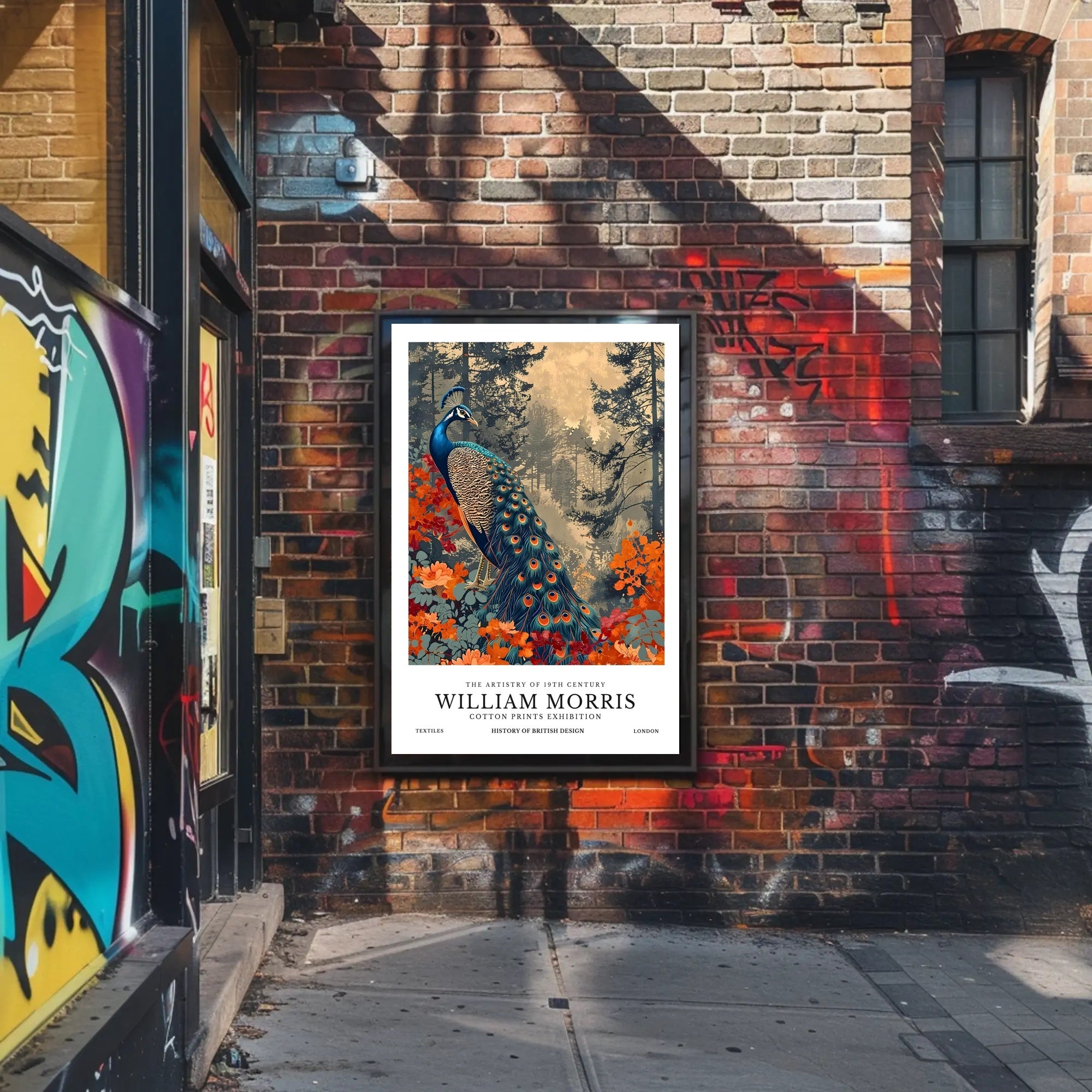 William Morris Peacock Design Cotton Prints Heritage Poster