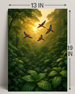 Lush Rainforest Paradise with Scarlet Macaws Animal Poster
