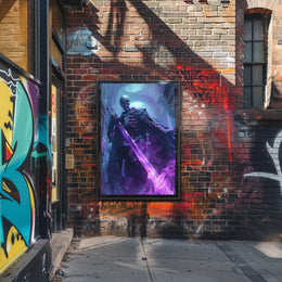 Skeletal Reaper Wields Glowing Sword in Fantasy Mythology Poster PosterGoat