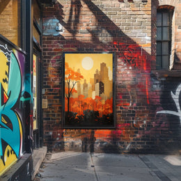 Cityscape Meets Nature in Vibrant Urban Artistry Poster
