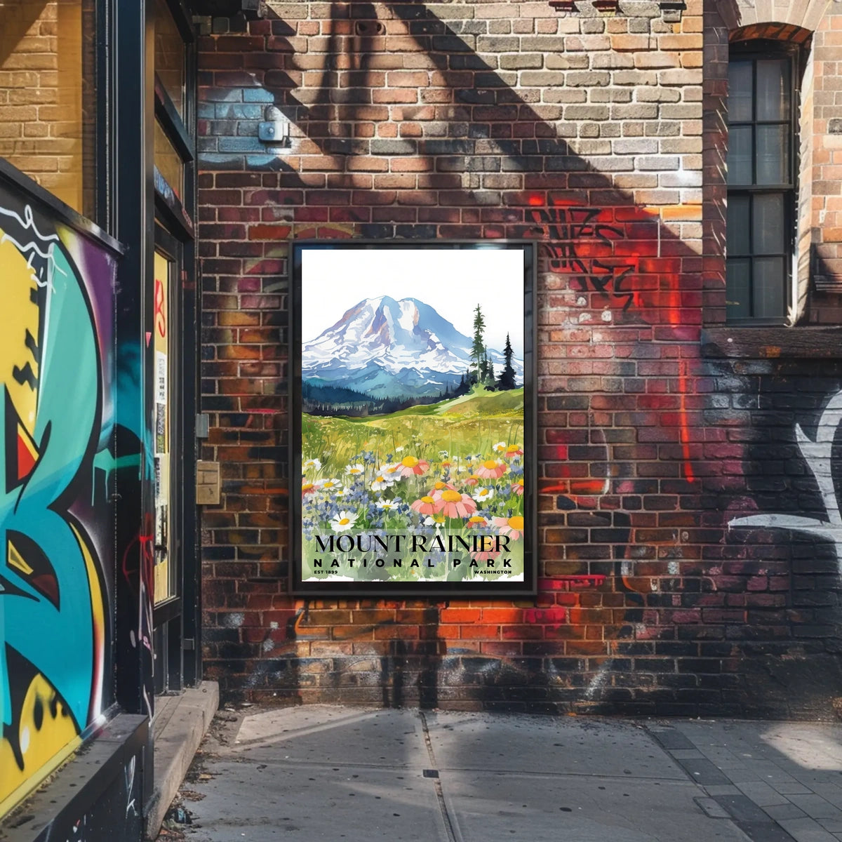 Mount Rainier Watercolor Wall Art Poster
