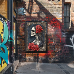 Skeleton with Roses Day of the Dead Heritage Poster