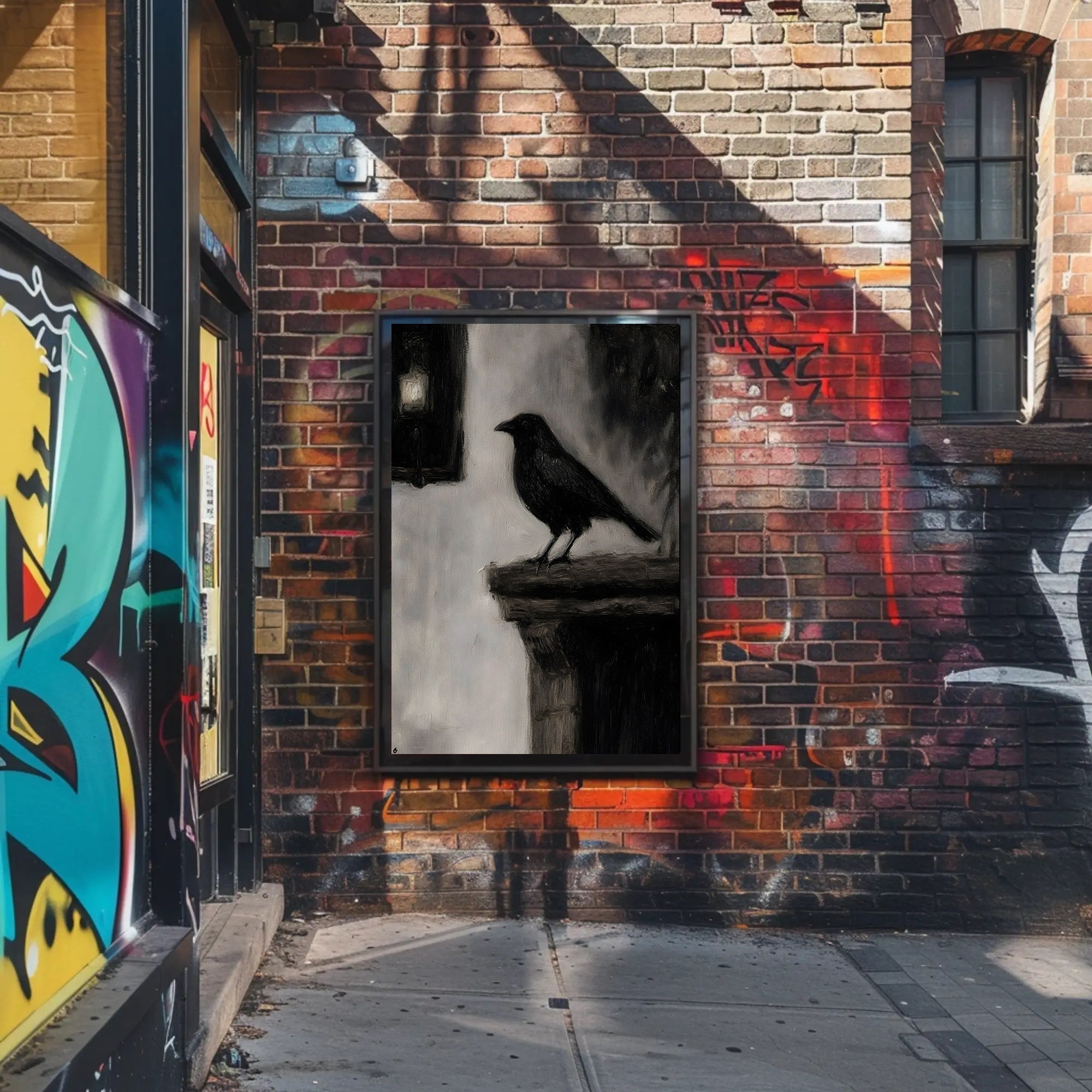 Raven on Stone Ledge: Impressionistic Animal Poster PosterGoat
