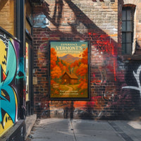 Autumn Cabin Vermont Nature Foliage Poster